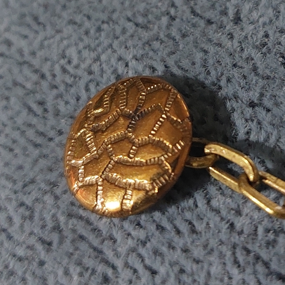 Antique Gold Filled Key Fob With Curb Chain, 9.5" Long